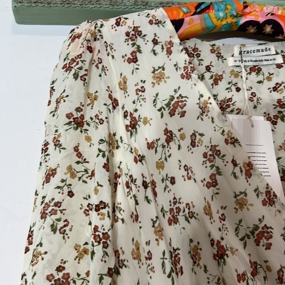 Gracemade Damaris faux wrap long sleeve Dress Floral women’s size medium new nwt - Picture 9 of 11